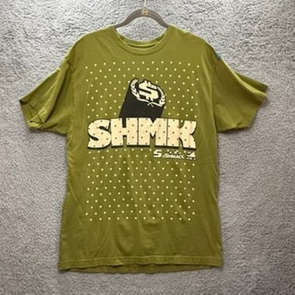 Shmack Men's XL T-Shirt Vintage Y2K Green Polka Dots Front and Back Logo Urban - Picture 1 of 9